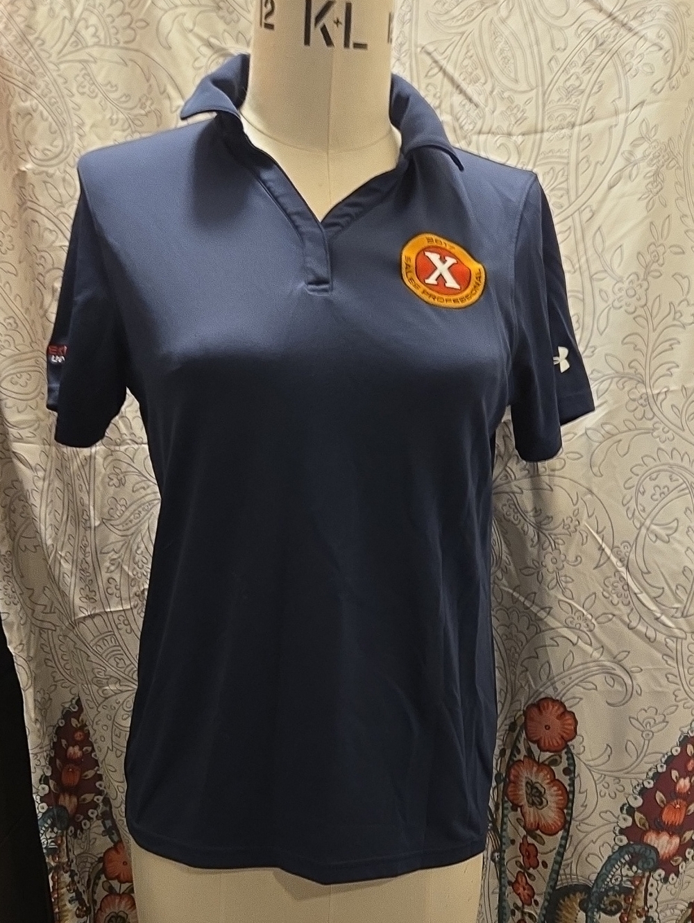 Exmark Mowers.Under Armour Navy Women's Short-Sleeve Polo with Embroidered Patch